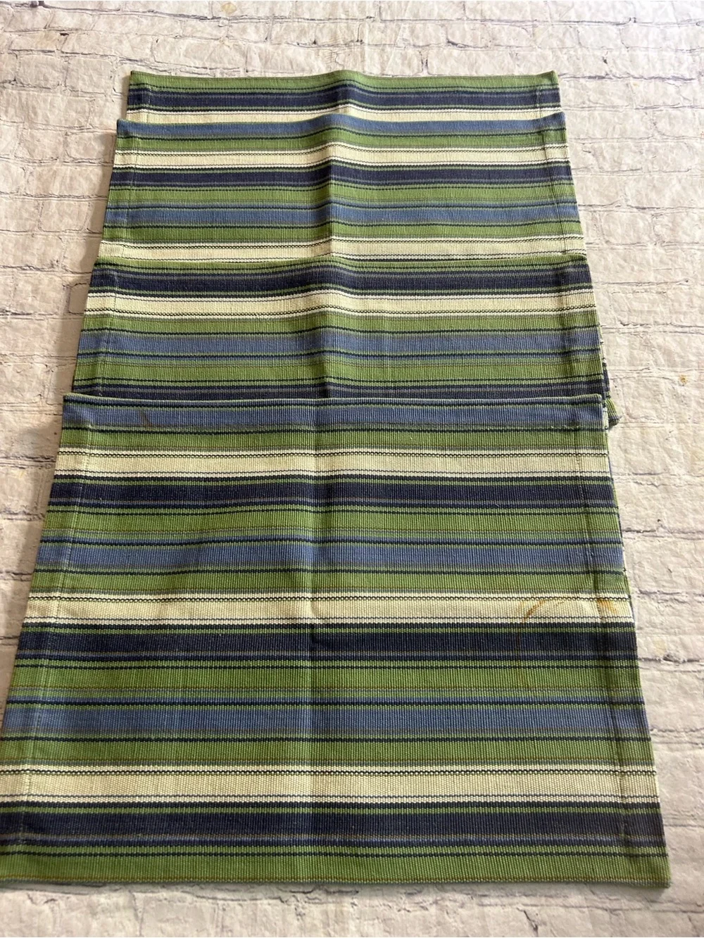 TAG (TRADE ASS.GROUP) CHICAGO 100% COTTON BLUE/GREEN/CREAM STRIPED PLACEMATS (4)